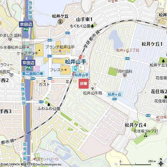 松井山手支店付近の地図